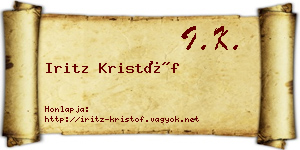 Iritz Kristóf névjegykártya